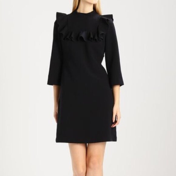 Banana Republic Ruffle Bi-Stretch Dress in Black, size 10 - Picture 9 of 9